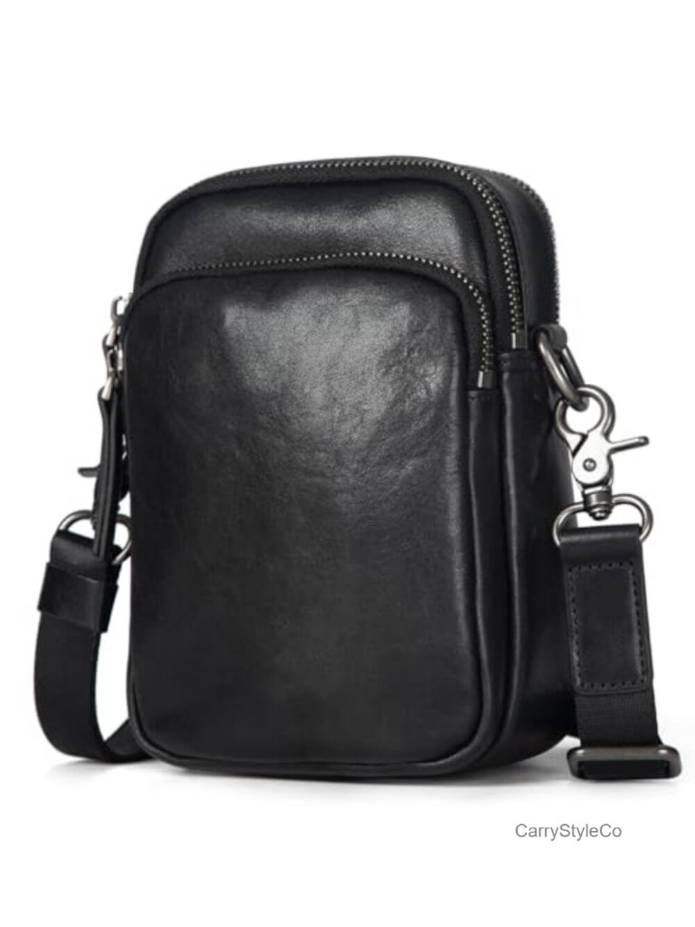 Full-Grain Leather Messenger Crossbody Bag for Men Adjustable Strap Work